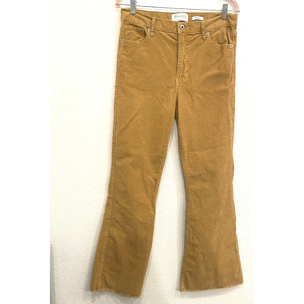 Re Generation Flower Flare Wide Leg Hippie Brown Corduroy Pants‎ Size 13/31